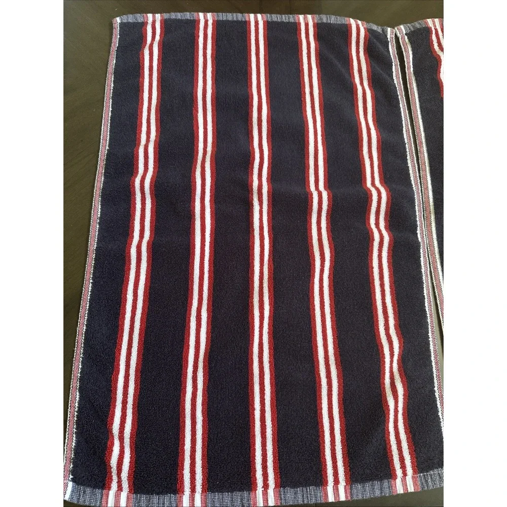 Tommy Hilfiger Stripe, Red, White Navy Hand Towel Cotton 16